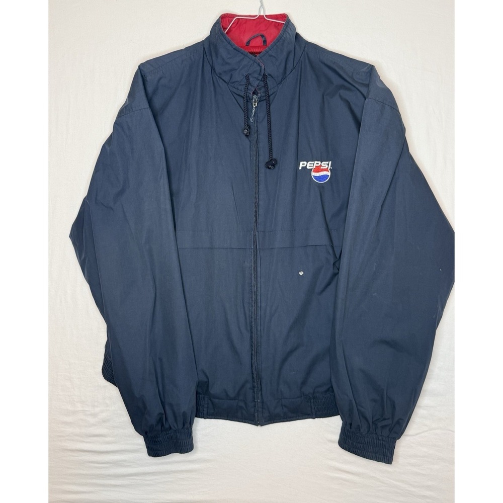 Vintage Port Authority Pepsi Embroidered Logo Full Zip Blue/Red Jacket Men's XL